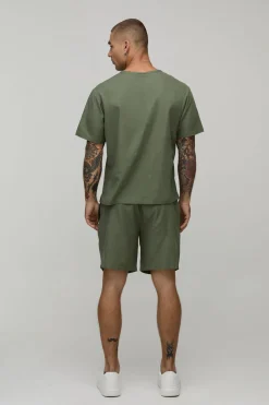 Short Mi-long En Mélange De Lin Coupe Décontractée