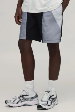 boohooMAN Short Mi-long En Nylon À Blocs De Couleur Coupe Décontractée<Homme Shorts