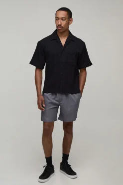 Short Mi-long À Texture Plissée Irrégulière Coupe Décontractée