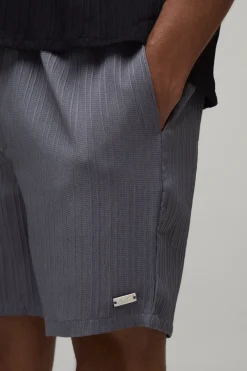 Short Mi-long À Texture Plissée Irrégulière Coupe Décontractée
