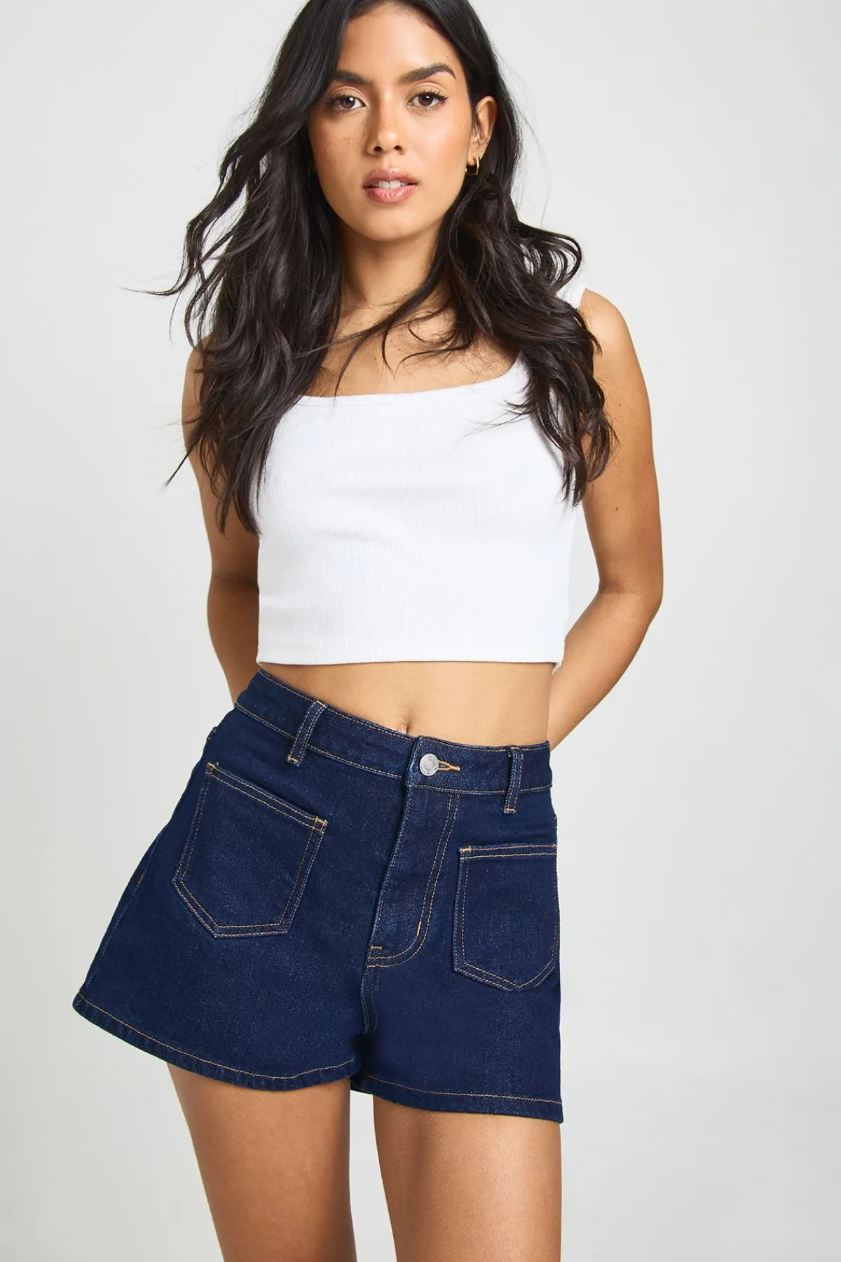 boohoo Short Mini À Détail De Poches Avant<Femme Denim|Shorts