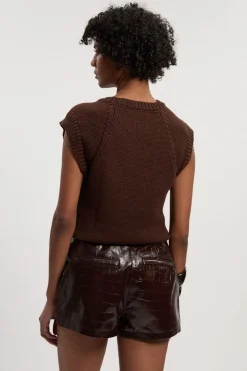 Short Mini en Cuir Gaufré Crocodile Brillant