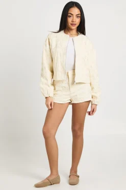 Short Mini En Denim Avec Détail En Dentelle