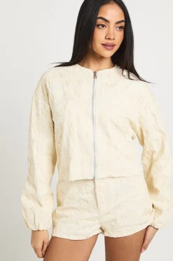 Short Mini En Denim Avec Détail En Dentelle