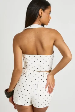 Short Mini En Denim À Pois