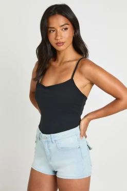 boohoo Short Mini En Jean Taille Petite Style Y2k Avec Poches<Femme Denim|Shorts