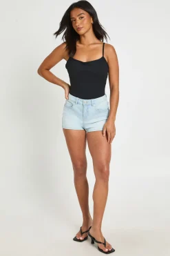 boohoo Short Mini En Jean Taille Petite Style Y2k Avec Poches<Femme Denim|Shorts