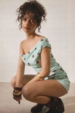 Short Mini En Mesh À Pois Avec Taille Repliable