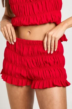 Short Mini En Mousseline Froncée
