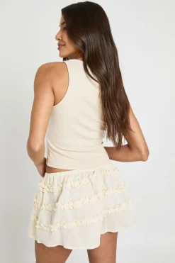 boohoo Short Mini Froncé En Gaze De Coton Avec Détails À Volants<Femme Shorts