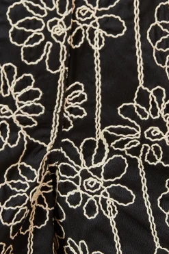 Short Mini Taille Haute à Broderies Florales