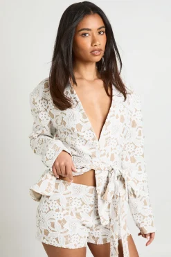 boohoo Short Mini Tailleur En Dentelle<Femme Tailleurs|Tons Neutres