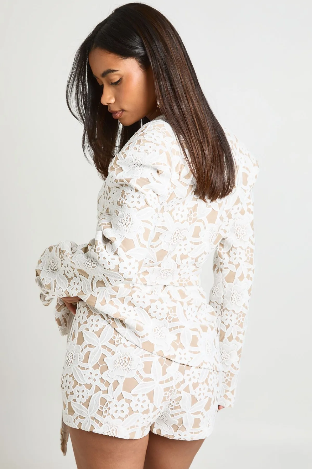 boohoo Short Mini Tailleur En Dentelle<Femme Tailleurs|Tons Neutres