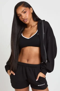 Short Molleton Broderie Sports Club Avec Passepoil