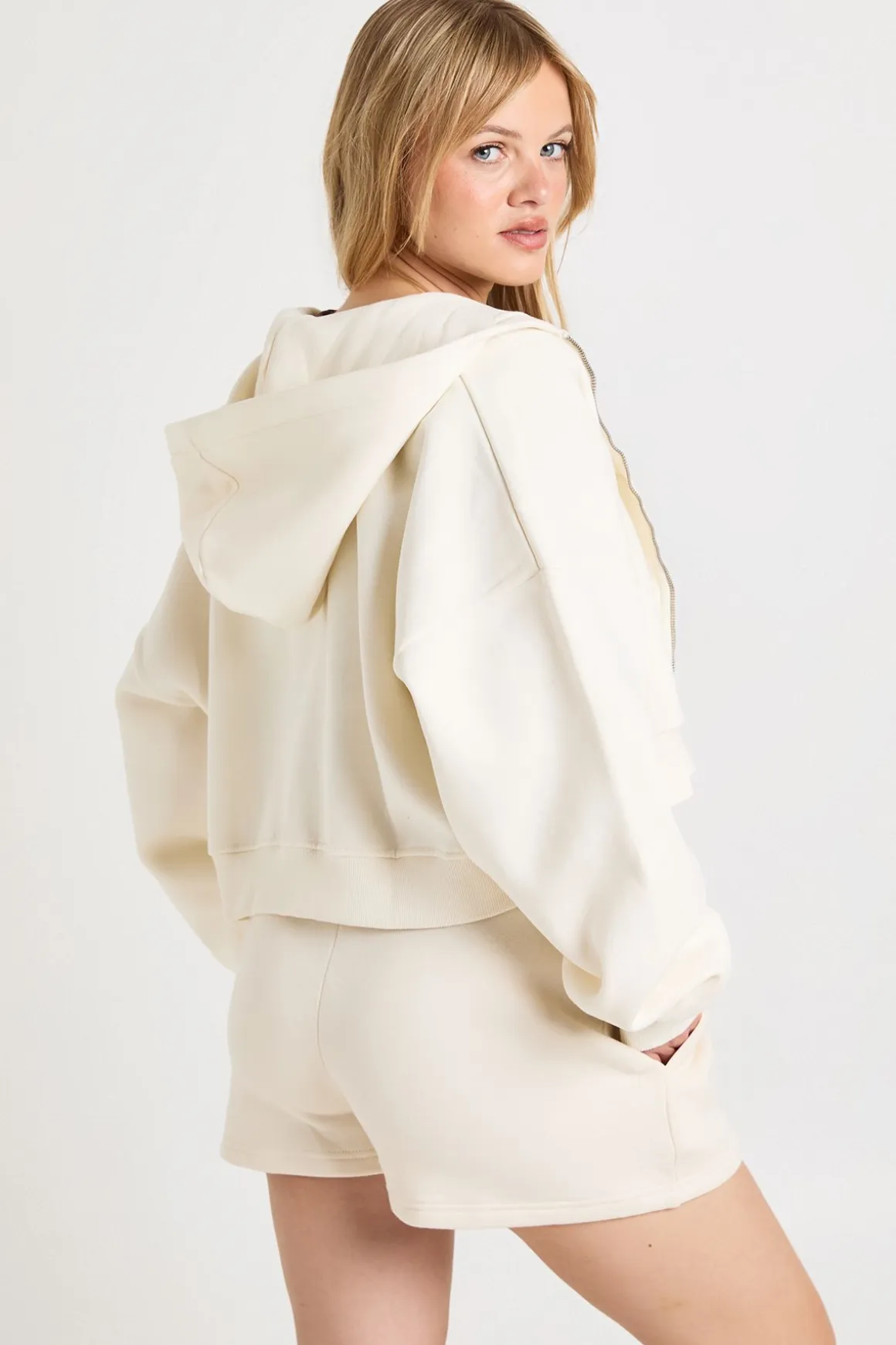 Short Molletonné Taille Haute Petite Avec Cordon De Serrage Interne