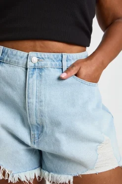 Short Mom Taille Haute Déchiré Grande Taille