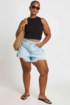 Short Mom Taille Haute Déchiré Grande Taille