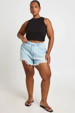Short Mom Taille Haute Déchiré Grande Taille