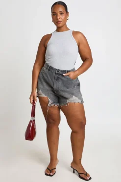 boohoo Short Mom Taille Haute Déchiré Grande Taille<Femme Denim|Shorts