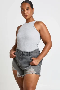 boohoo Short Mom Taille Haute Déchiré Grande Taille<Femme Denim|Shorts