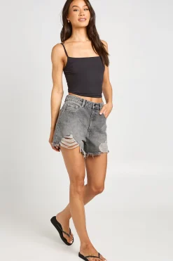 Short Mom Taille Haute Déchiré Pour Grandes Tailles