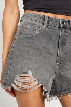 Short Mom Taille Haute Déchiré Pour Grandes Tailles