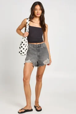Short Mom Taille Haute Déchiré Pour Grandes Tailles