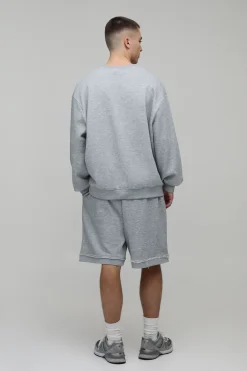 Short oversize à entrejambe tombante, ourlet côtelé Loopback