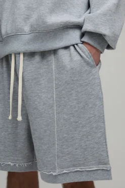 Short oversize à entrejambe tombante, ourlet côtelé Loopback