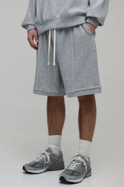 Short oversize à entrejambe tombante, ourlet côtelé Loopback