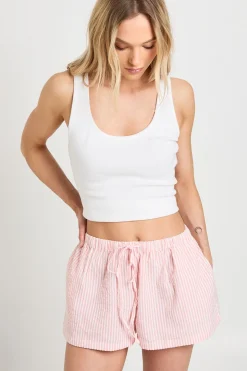 Short Petite À Rayures En Seersucker Avec Taille Élastiquée