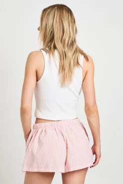 Short Petite À Rayures En Seersucker Avec Taille Élastiquée