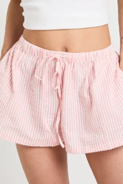 Short Petite À Rayures En Seersucker Avec Taille Élastiquée