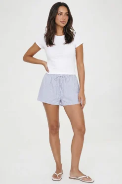 boohoo Short Petite À Taille Élastiquée En Seersucker À Rayures<Femme Shorts