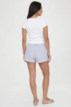 boohoo Short Petite À Taille Élastiquée En Seersucker À Rayures<Femme Shorts
