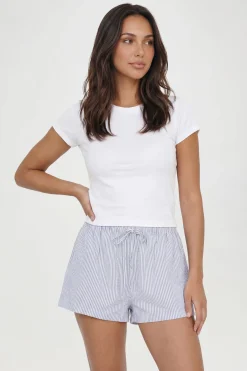 boohoo Short Petite À Taille Élastiquée En Seersucker À Rayures<Femme Shorts
