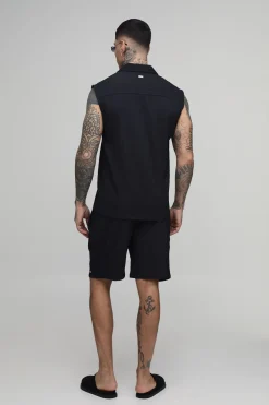 Short Plissé Texturé Coupe Ample Taille Haute