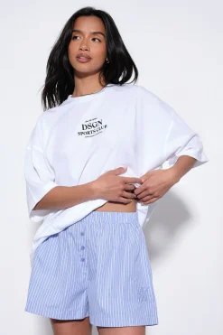 Short Popeline À Rayures Avec Boutons Henley Dsgn Studio