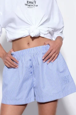 Short Popeline À Rayures Avec Boutons Henley Dsgn Studio