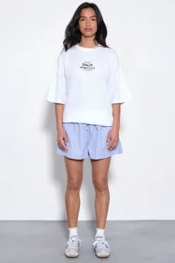 Short Popeline À Rayures Avec Boutons Henley Dsgn Studio