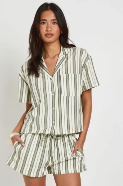 Short Premium En Lin À Rayures