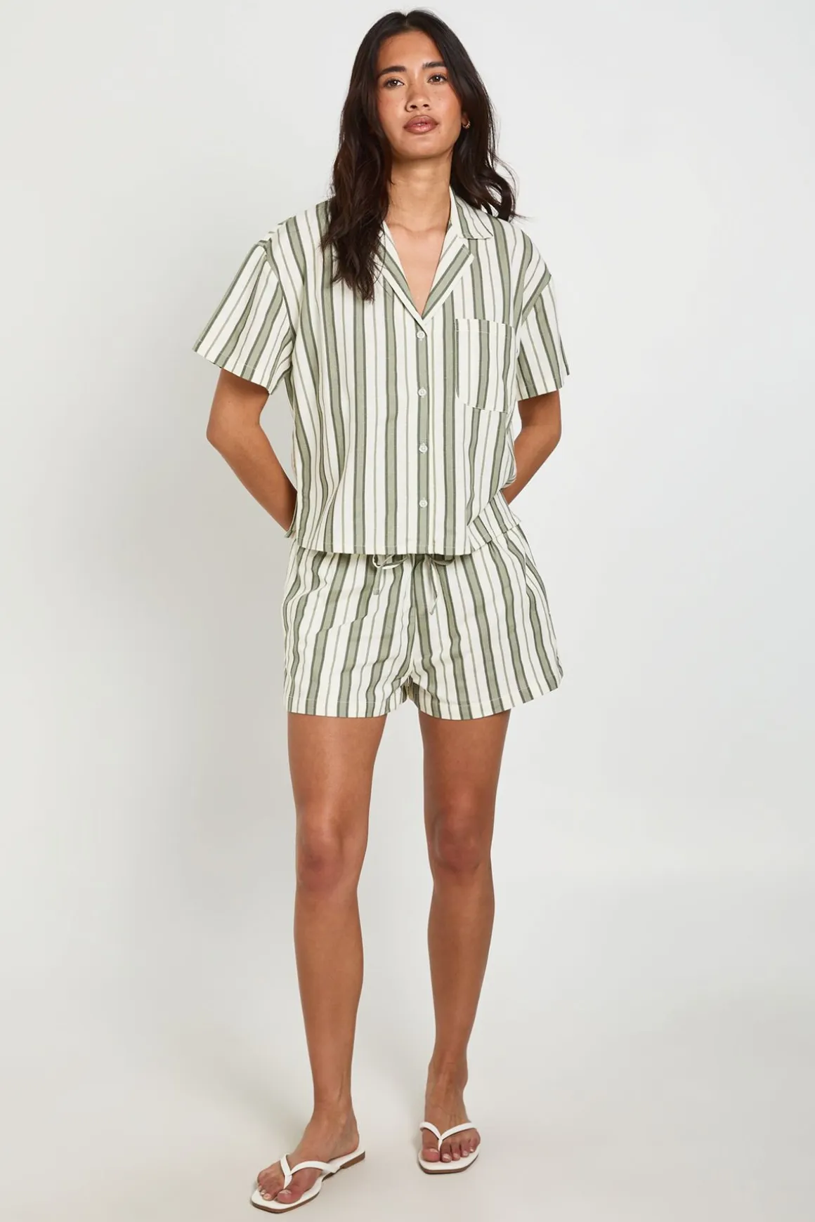 Short Premium En Lin À Rayures