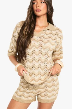 Short rayé au crochet