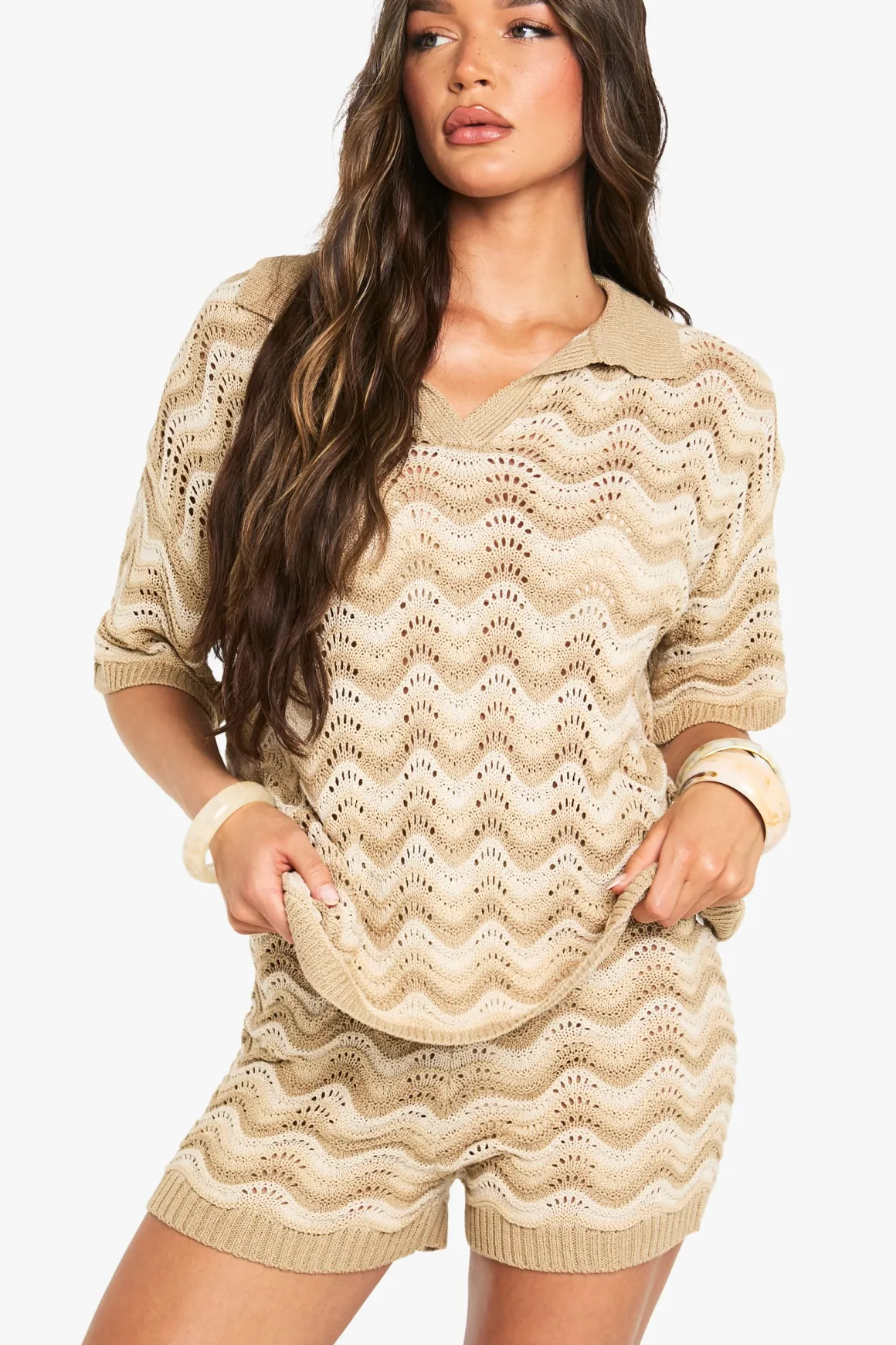 Short rayé au crochet