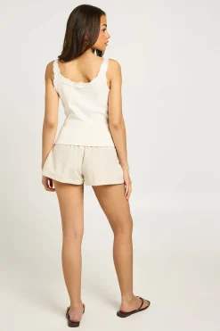 boohoo Short Rayé Avec Finition En Dentelle<Femme Satin Et Dentelle|Shorts