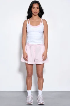 DSGN Studio Short Rayé À Boutonnage Henley Brodé<Femme Dsgn Studio|Shorts