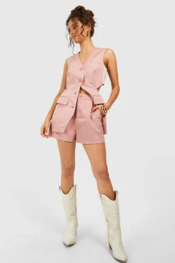 boohoo Shorts ajustés effet lin<Femme Tailleurs|Shorts