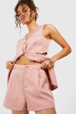 boohoo Shorts ajustés effet lin<Femme Tailleurs|Shorts