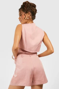 boohoo Shorts ajustés effet lin<Femme Tailleurs|Shorts