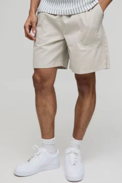 Shorts ample en sergé à ourlet fendu élastiqué